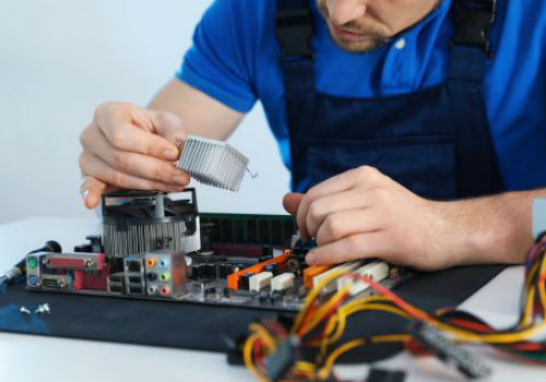 Three people are standing